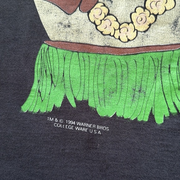 Vintage Tasmanian Devil Taz Hula Hawaiian Print Graphic Sleeveless Shirt Tank - Picture 3 of 7